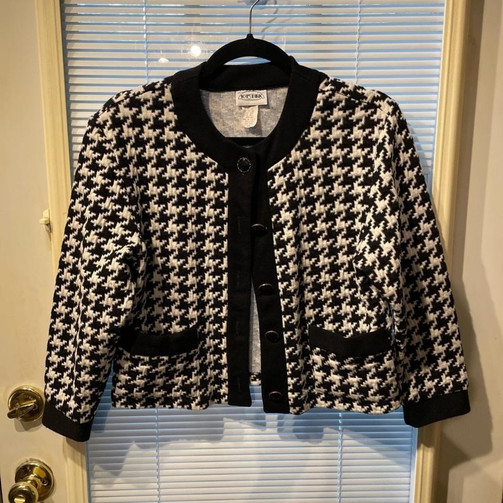 Vintage Old Money Black and White 1045 Park Houndstooth cropped grannycore 80's